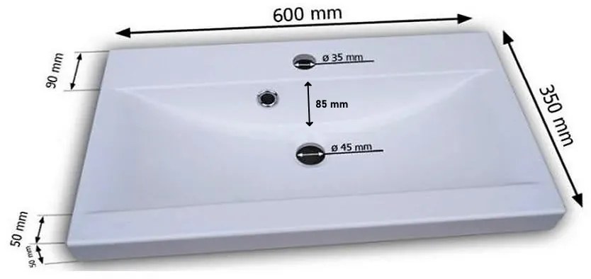 Kúpeľňová zostava MONTREAL XL s umývadlom, biela/biela lesk (MOB00005, MOB00005, MOB0030/10/60)
