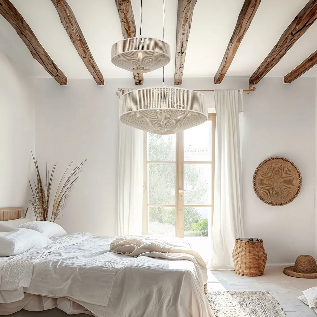 Japandi závesná lampa hnedé lano 61cm - Svea