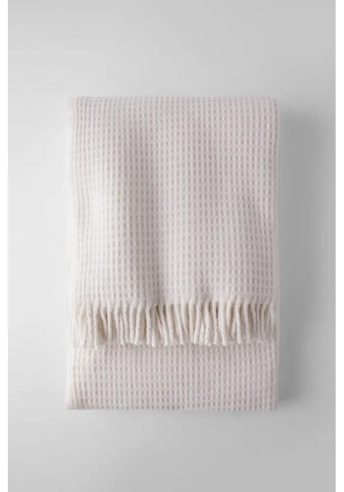Krémovobiely pléd s vafľovým vzorom Euromant Waffel, 140 x 180 cm