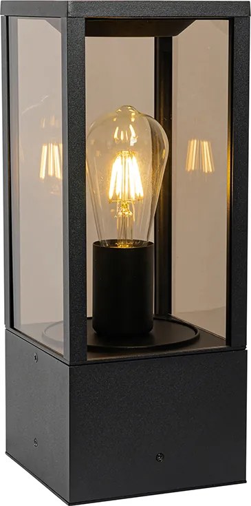 Vonkajšia stojaca lampa čierna s dymovým sklom 40 cm IP44 - Charlois