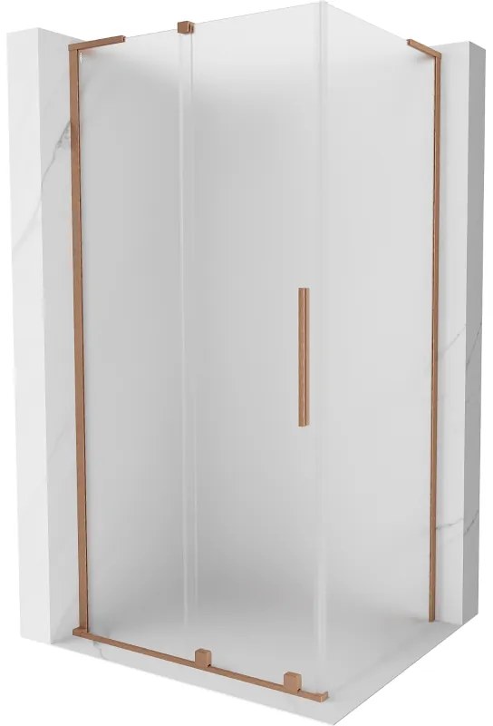 Mexen Velar L, sprchový kút s posuvnými dverami 120 x 100 cm, 8mm sklo námraza, medená matná, 871-120-100-33-65