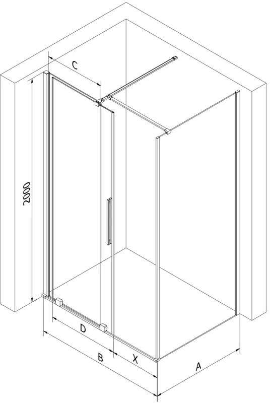 Mexen Velar, sprchový kút s posuvnými dverami 150 x 80 cm, 8mm šedé sklo, čierna matná, 871-150-080-41-70