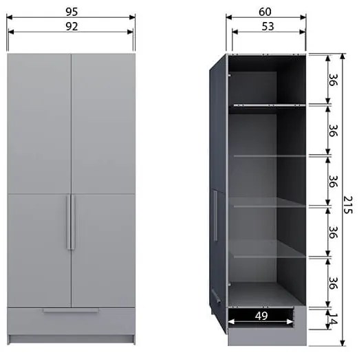 Dvojdverová skriňa pure betónová sivá 215 x 95 MUZZA