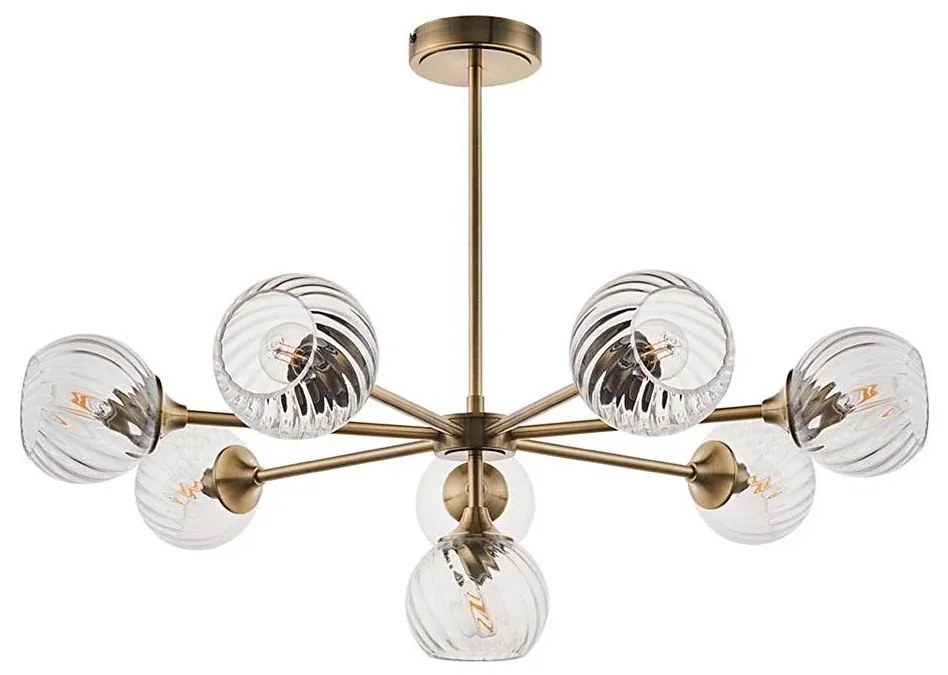 Endon 103172 - Luster na tyči ALLEGRA 8xE14/7W/230V mosadz/číra