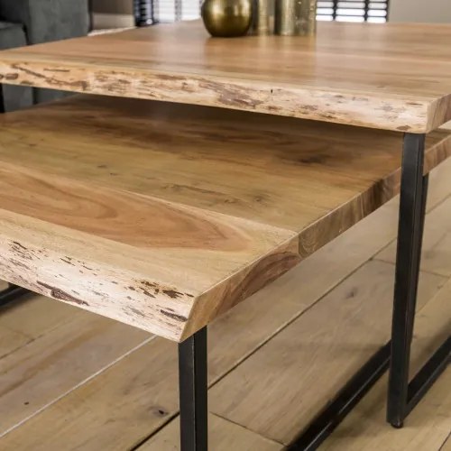 Konferenčný stôl 21-54 80x80cm 2-set Edge Drevo Acacia - PRODUKT JE SKLADOM U NÁS - 1Ks - Komfort-nábytok