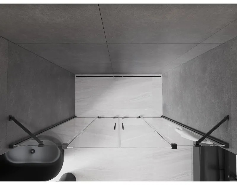 Mexen Velar Duo, posuvné dvere do otvoru 180x200 cm, 8mm číre sklo, čierna matná, 871-180-000-02-70