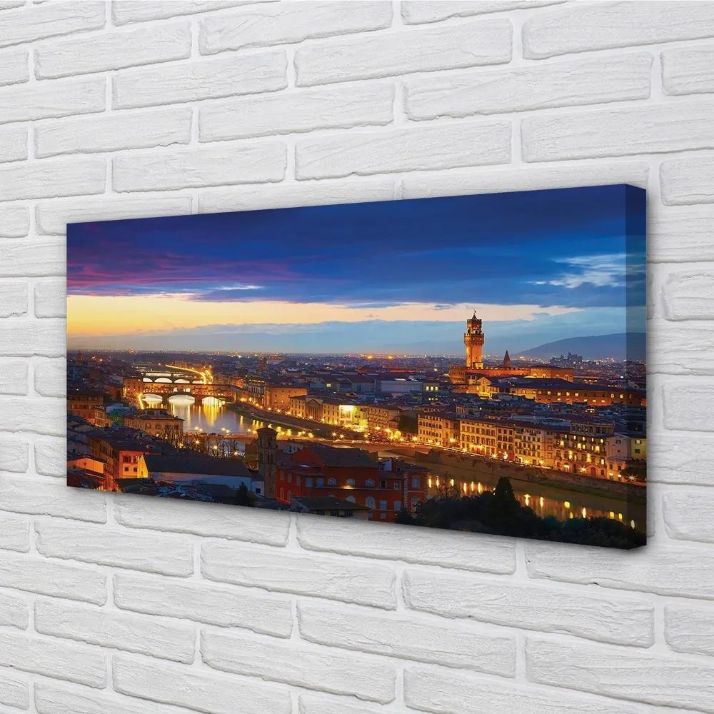 Obraz na plátne Taliansko Night panorama mostov 125x50 cm