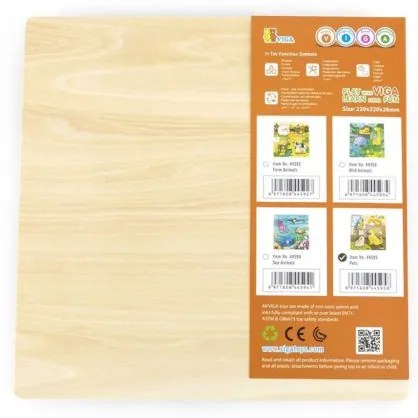 Viga Detské drevené puzzle s úchytmi Viga Domáci miláčikovia 4 ks