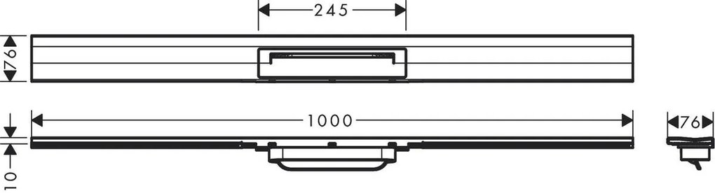 Hansgrohe RainDrain Flex, vrchná sada sprchového žľabu 1000, skracovateľný, pre inštaláciu ku stene, biela matná, HAN-56053700