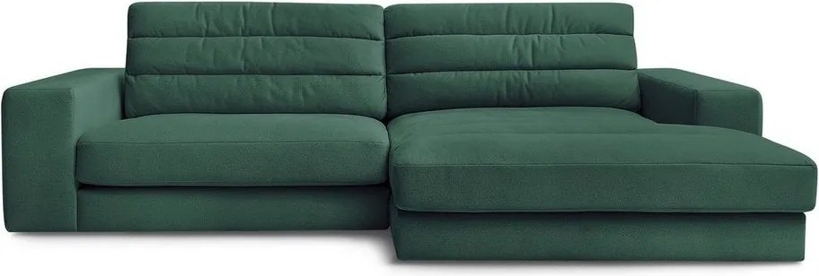 Zelená zamatová rohová pohovka (pravý roh/s leňoškou) Sierra – Bobochic Paris