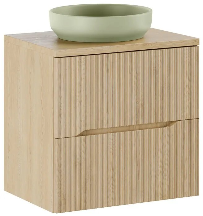 Závěsná skříňka Nordic River s deskou a umyvadlem 60 cm dub cremona