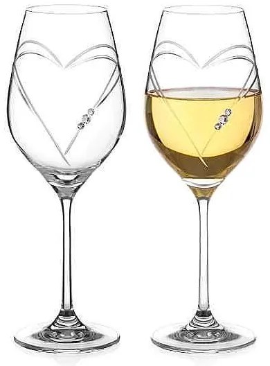 Diamante Swarovski Poháre na víno Hearts 360 ml, 2 ks