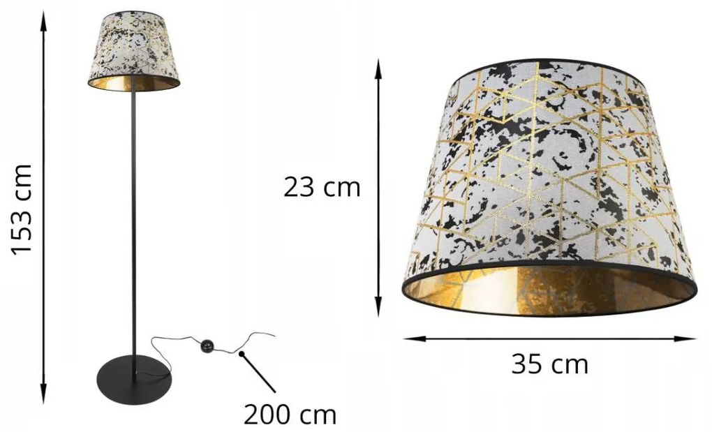 Stojacia lampa Werona, 1x textilné tienidlo so vzorom (výber zo 6 farieb), (výber z 3 farieb konštrukcie), s