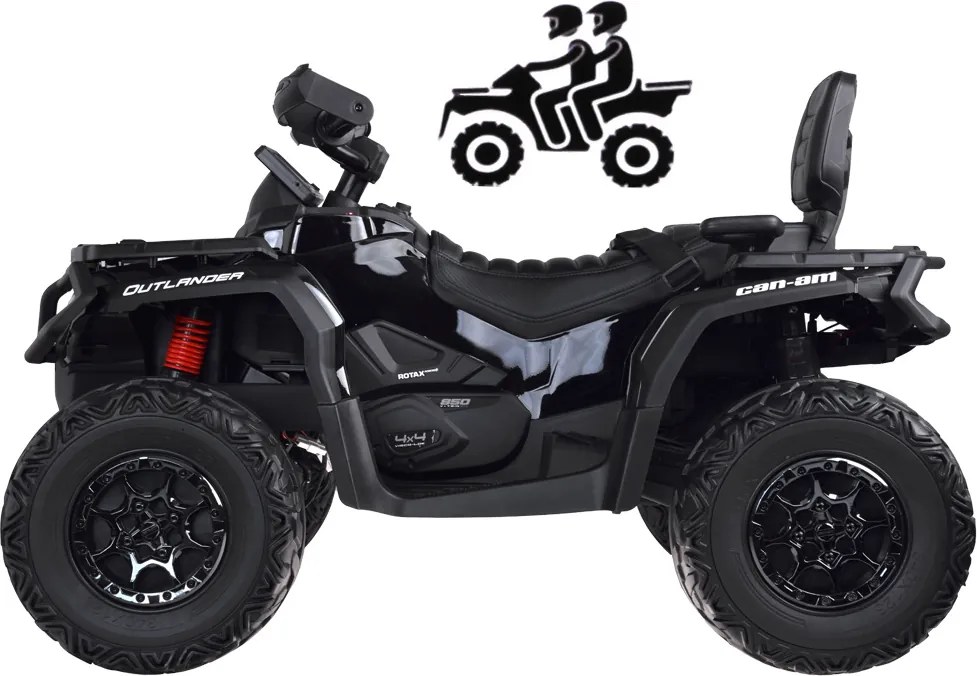 JOKOMISIADA Detská štvorkolka na akumulátor pre 2 osoby CAN-AM OUTLANDER 4x4 s LED panelom PA0326 čierna