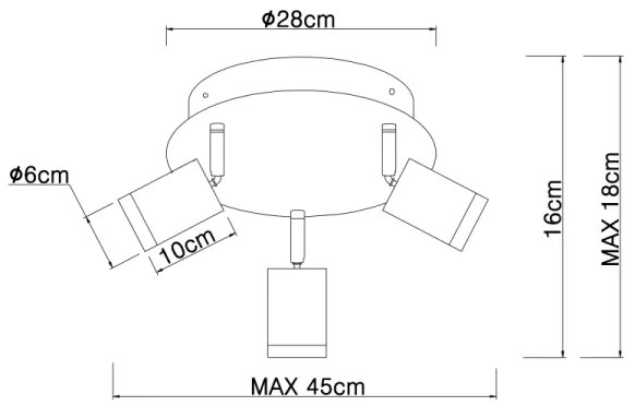 Globo 54032-3B - Bodové svietidlo JOSEBA 3xE27/60W/230V čierne drevo