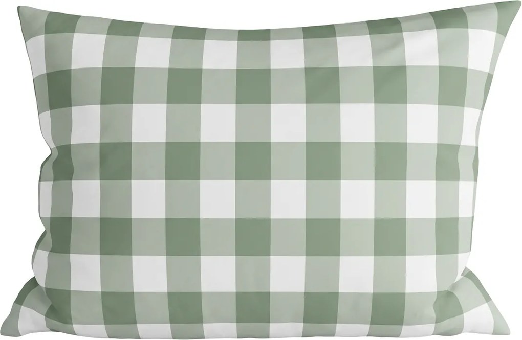 Obliečka na vankúš z mikrovlákna COUNTRY CHECK 70x90 cm, zeleno-sivá