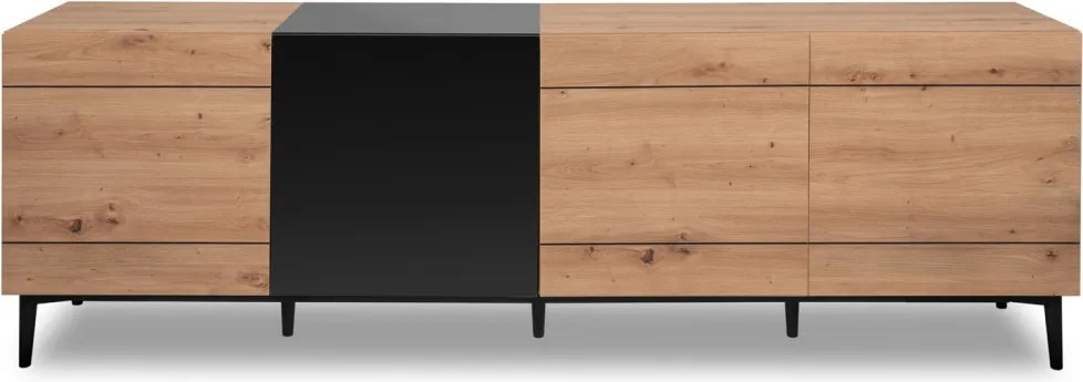 Široká skrinka 4-dverová Nola, dub artisan/čierna