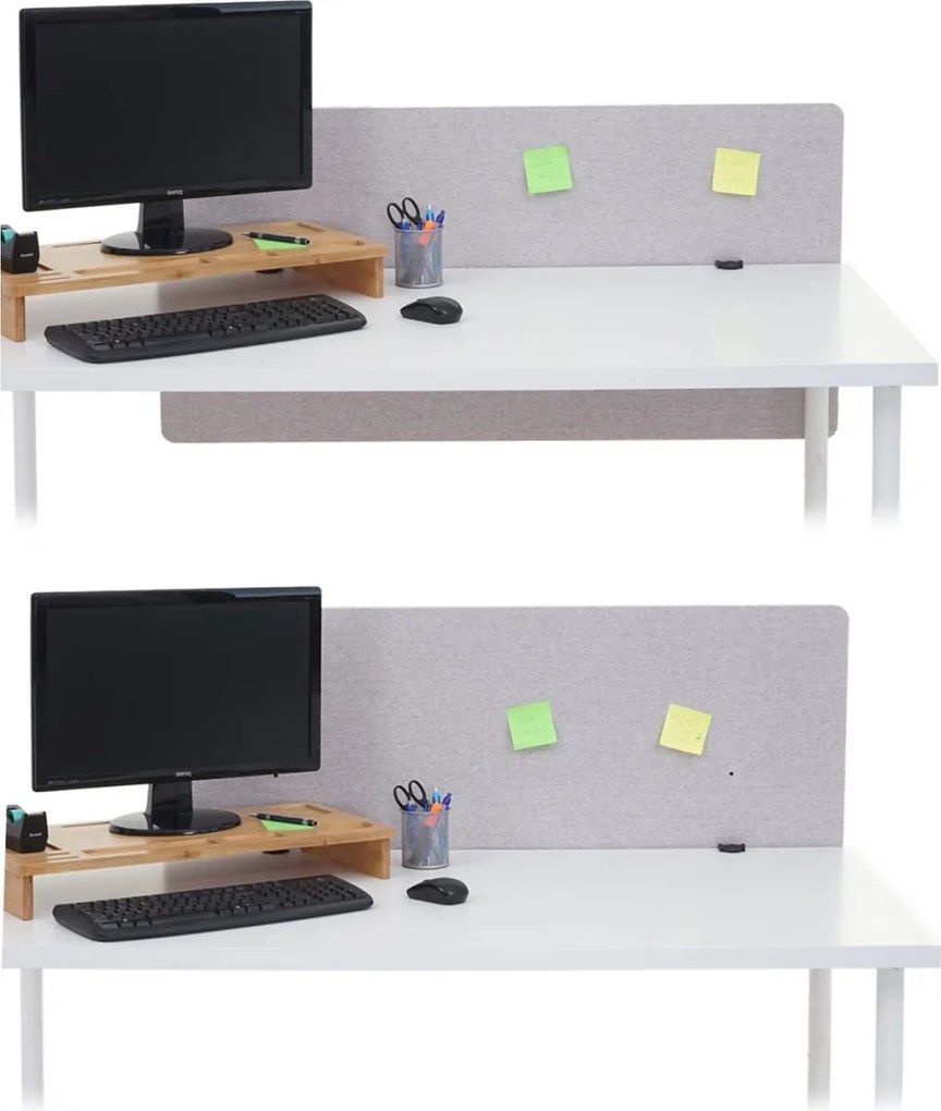 Akustický panel na stôl HWC-G75 - dvojstenná látka/textil - 60x120 - sivá