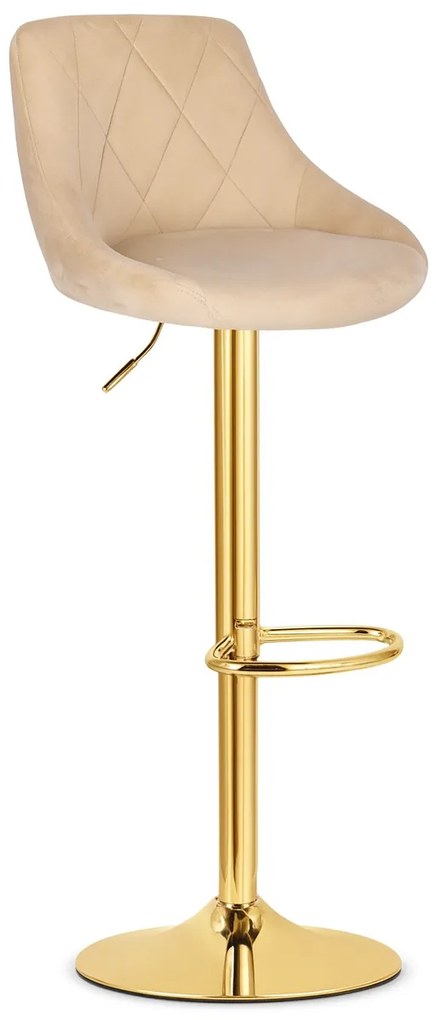 Barová stolička KAST - béžový zamat / zlatý základ