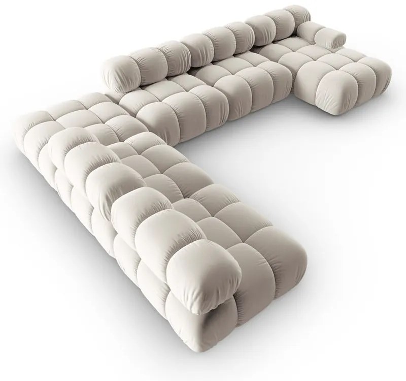 Béžová zamatová modulárna rohová pohovka (ľavý roh/do tvaru "U") Bellis – Micadoni