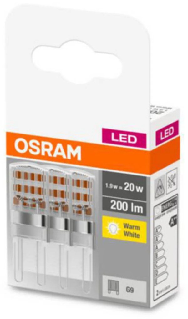 OSRAM kolíková LED G9 1,9W 2.700K číra 3 ks