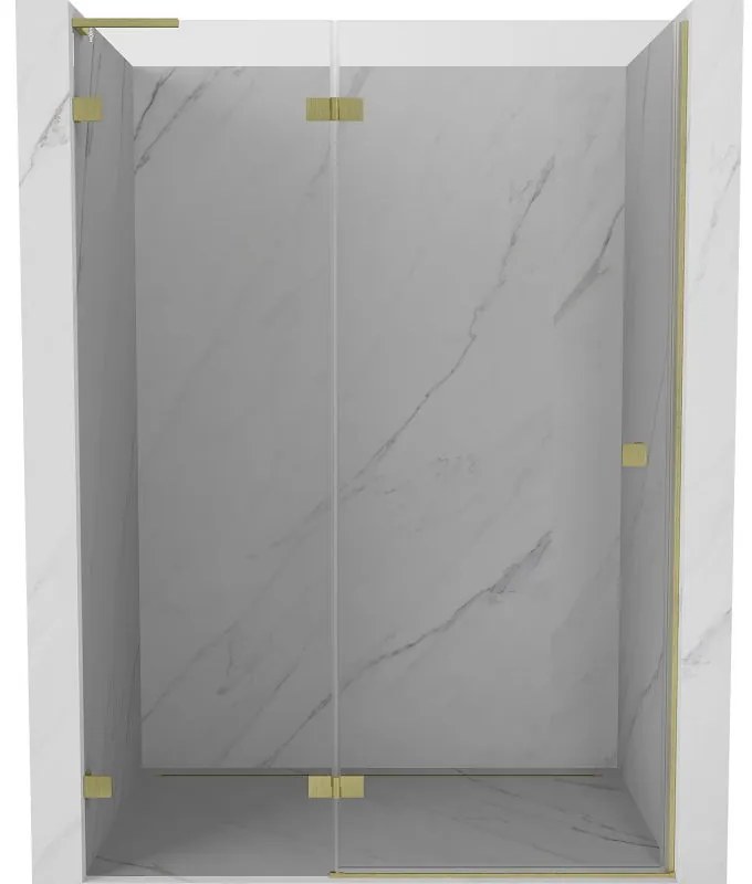 Mexen, Mexen Lunar L ľavé otočné sprchové dvere 130 cm, transparentné, brúsené zlaté - 834L-130-000-55-00-L