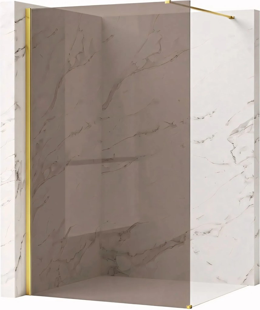Bezrámová sprchová zastena REA FLEXI GOLD 120 cm, zlatá lesk/dymová hnedá - bez vaničky