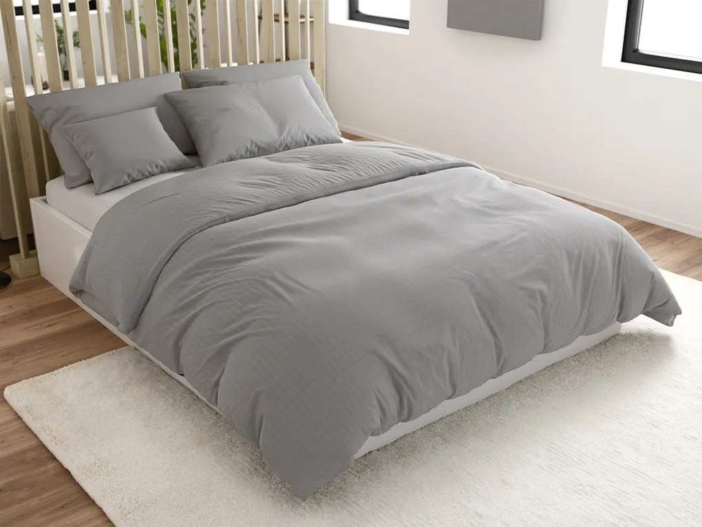 Bavlnené obliečky s krepovou úpravou LUXERA svetlo sivé hotelová kapsa II. akosť Rozmer obliečky: 70 x 90 cm | 140 x 200 cm