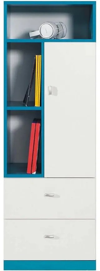 Regál Mobi Mo-7 biela/tyrkysový