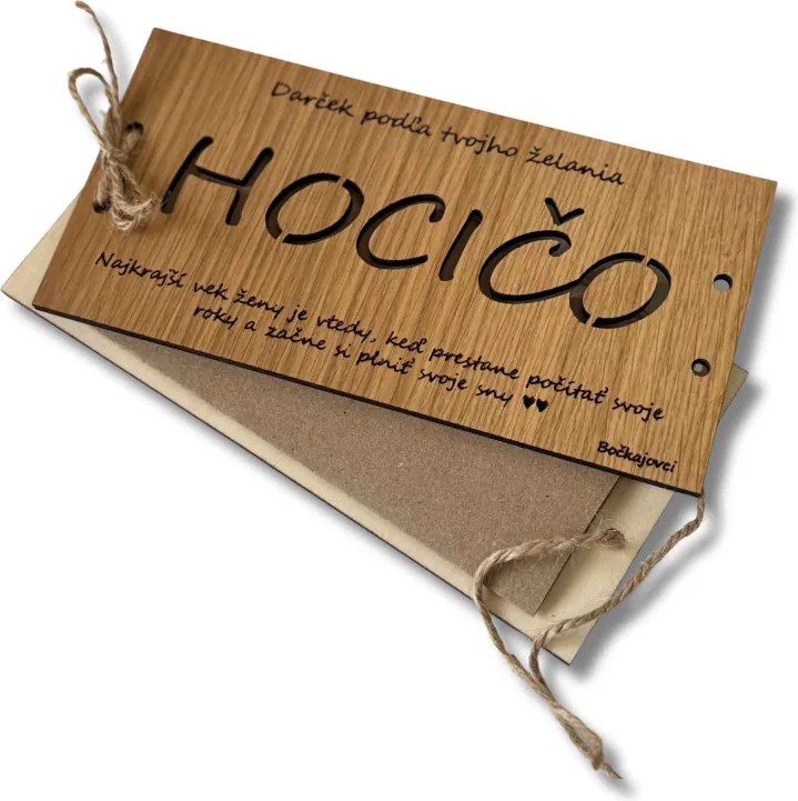 Drevená obálka na peniaze HOCIČO – originálny a vtipný darček | SENTOP PR0552