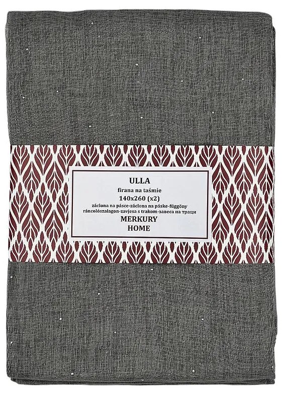 Záclona na páske Ulla polyester tmavo šedá 140x260 Merkury Home II/22