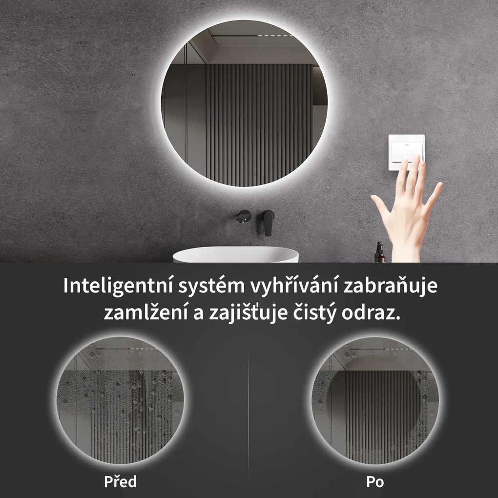 Cerano Libro, LED kúpeľňové zrkadlo Libro Ø 60 cm, CER-CER-476723