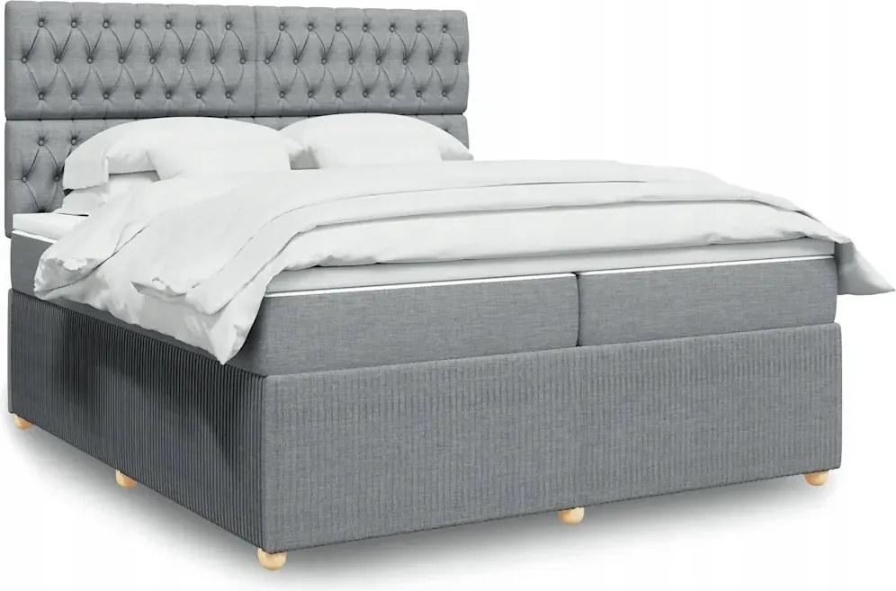 vidaXL Posteľný rám boxsping s matracom bledosivý 200x200 cm látka