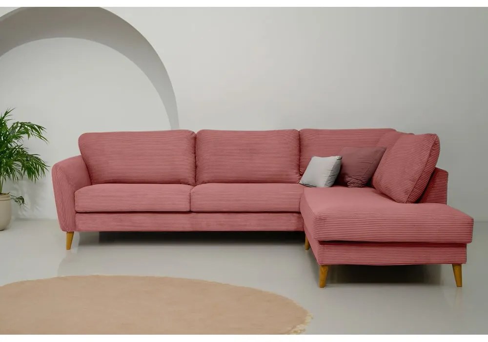 Ružová menčestrová rohová pohovka (pravý roh) Paris – Scandic