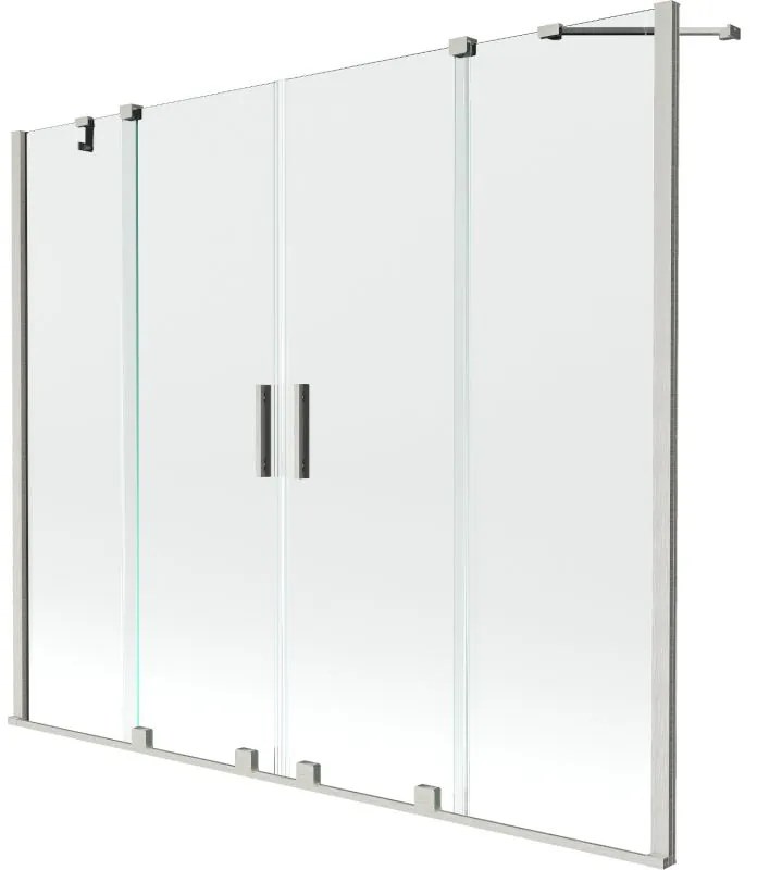 Mexen Velar Duo, 2-krídlová posuvná vaňová zástena 180 x 150 cm, 8mm číre sklo, brúsená oceľ, 896-180-000-02-97