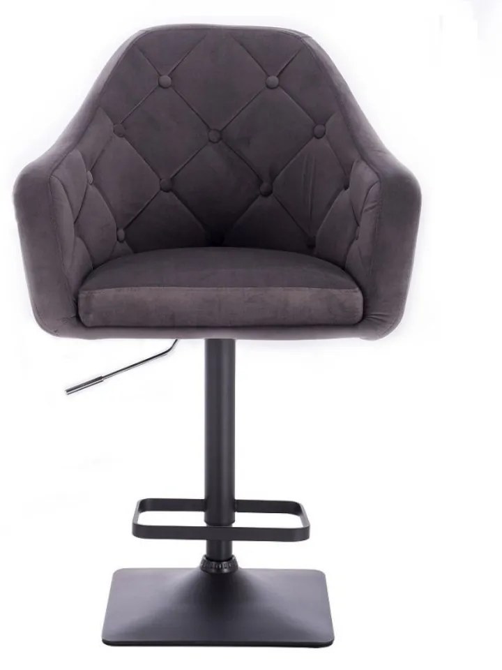 LuxuryForm DESIGN Barová stolička ANDORA VELUR na čierne podstave - tmavo šedá