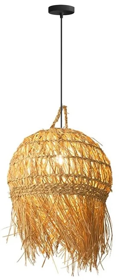 Závesná lampa La Belle Boho IV čierna/bambus