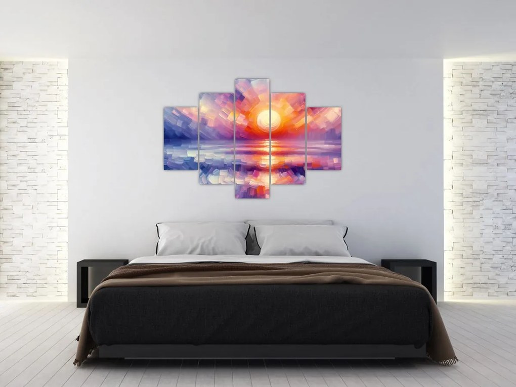 Obraz - Farebný umelecký západ slnka (150x105 cm)