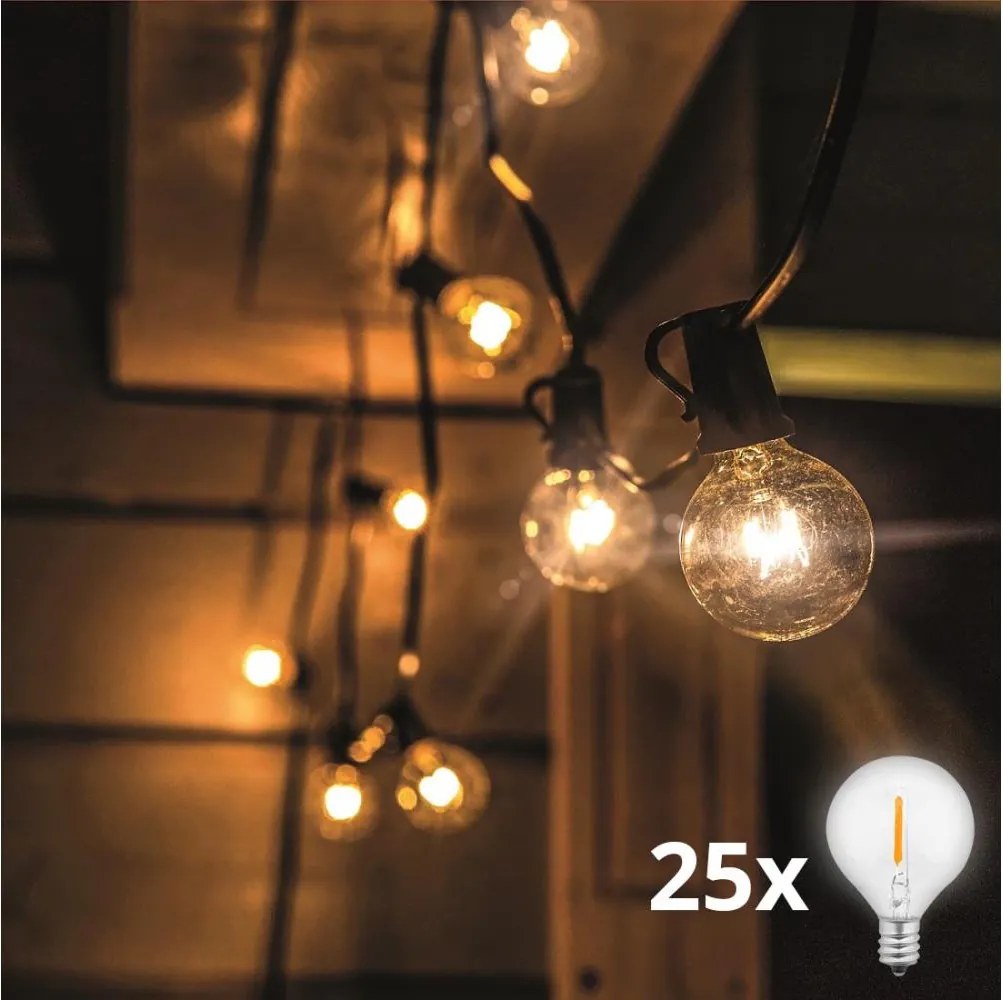 Solight WO794 - LED Vonkajší dekoračný reťaz GIRLANDA 25xE12 20m IP44 teplá biela