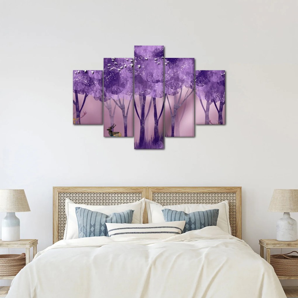Obraz - Jelene v magickom lese (150x105 cm)