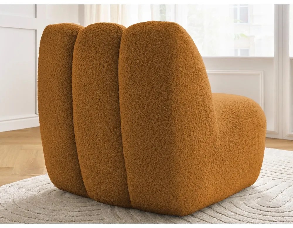 Kreslo z textílie buklé v horčicovej farbe Janissaire – Bobochic Paris