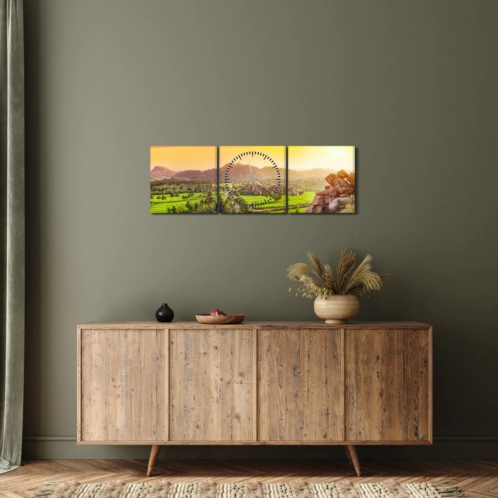 Obraz Hampi údolí v Indii (s hodinami) (90x30 cm)