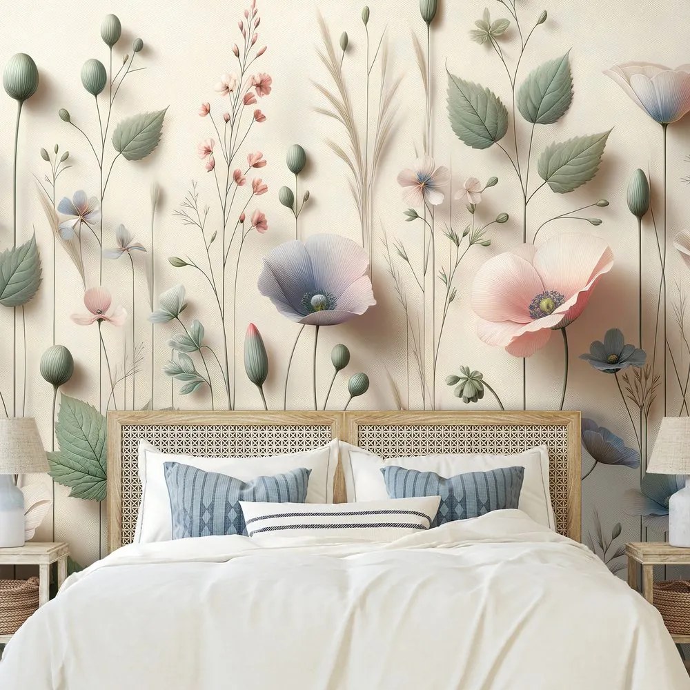 Tapeta pastelové lúčne kvety