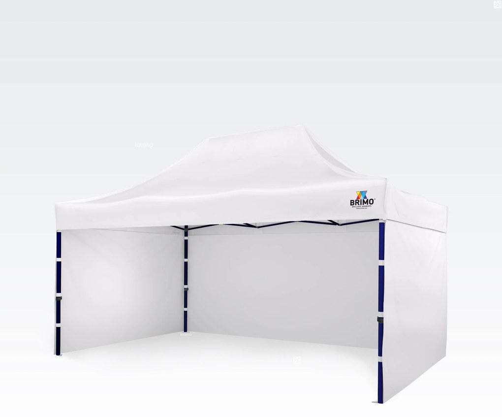 BRIMO Nožnicový párty stan EXCLUSIVE oceľ 3x4,5 m s 3 stenami biely