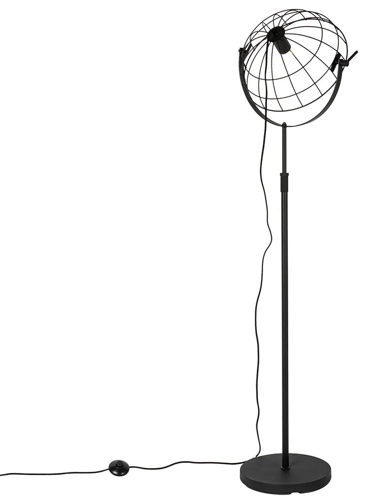 Priemyselná stojaca lampa čierna 35 cm nastaviteľná - Hanze