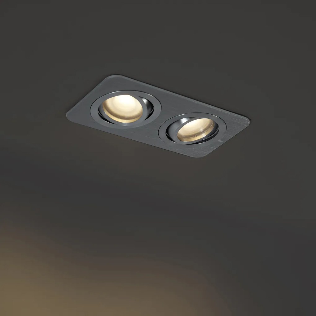 Zaoblené zapustené bodové svietidlo Gunmetal GU10 50 mm otočné a naklápacie IP44 2-svetlá - Alberto