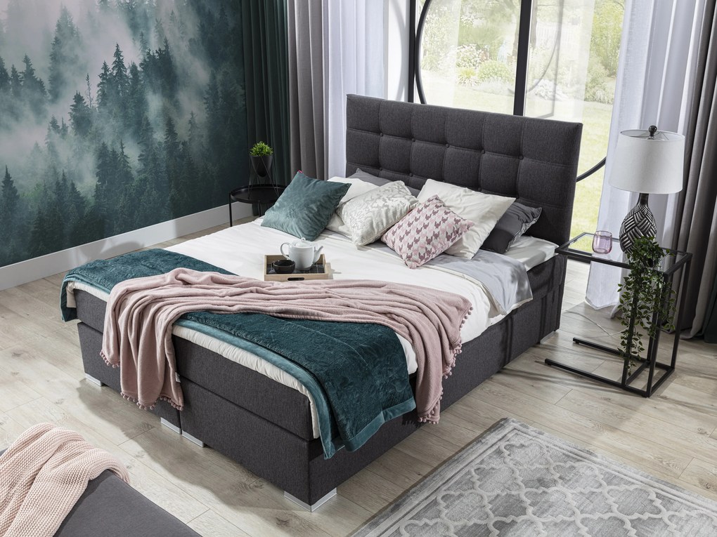 Manželská posteľ Boxspring 180 cm Irma 01 (tmavosivá). Akcia -18%. Vlastná spoľahlivá doprava až k Vám domov. 1044597