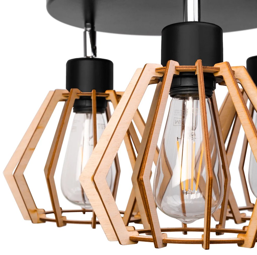 BERGE Stropné závesné svietidlo 3xE27 DIAMOND WOOD
