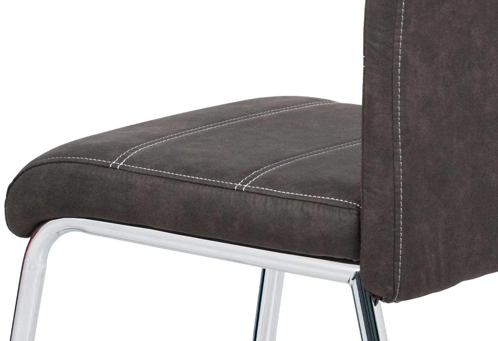 Autronic -  Jedálenská stolička HC-486 GREY3, sivá látka COWBOY v dekore vintage kože