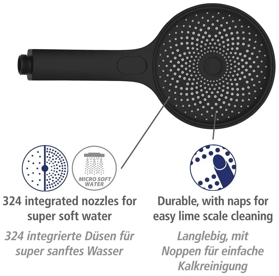 Čierny sprchový set z nerezovej ocele 120 cm Soft Water - Wenko